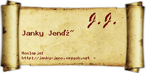 Janky Jenő névjegykártya